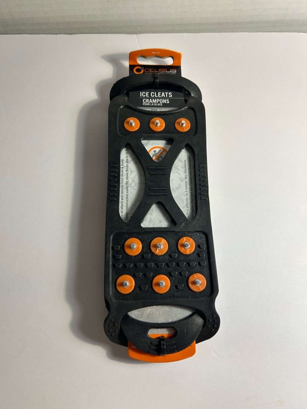 Celsius Ice Cleats Traction Device - Black/Orange (Large, Shoe Size 8-10.5)